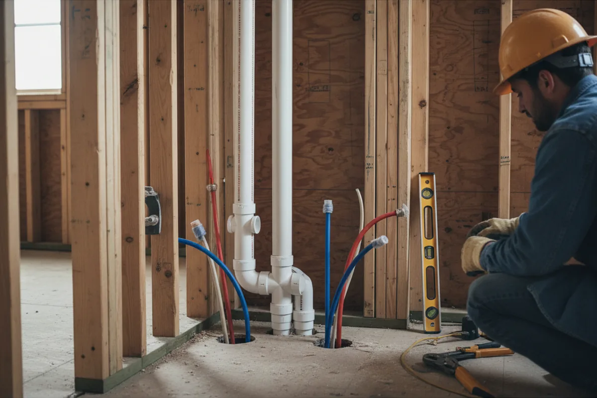 Drain and supply rough-in during Sump Pump Repair in East Petersburg